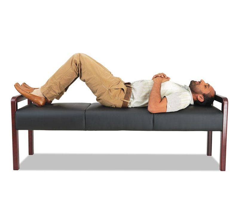 Alera Reception Lounge WL Series Bench, 65 3/4 x 22 1/4 x 22 7/8, Black/Mahogany RL2419M