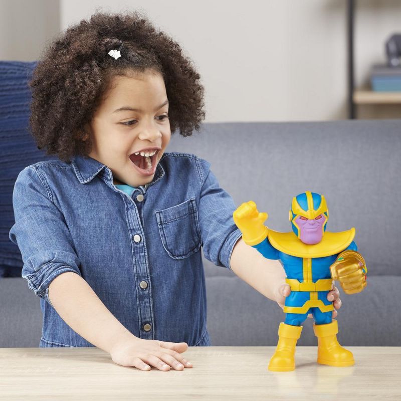 Playskool Heroes Marvel Super Hero Adventures Mega Mighties 10-Inch 3 Pack, Thanos, Spider-Man, Hulk, Ages 3 and Up
