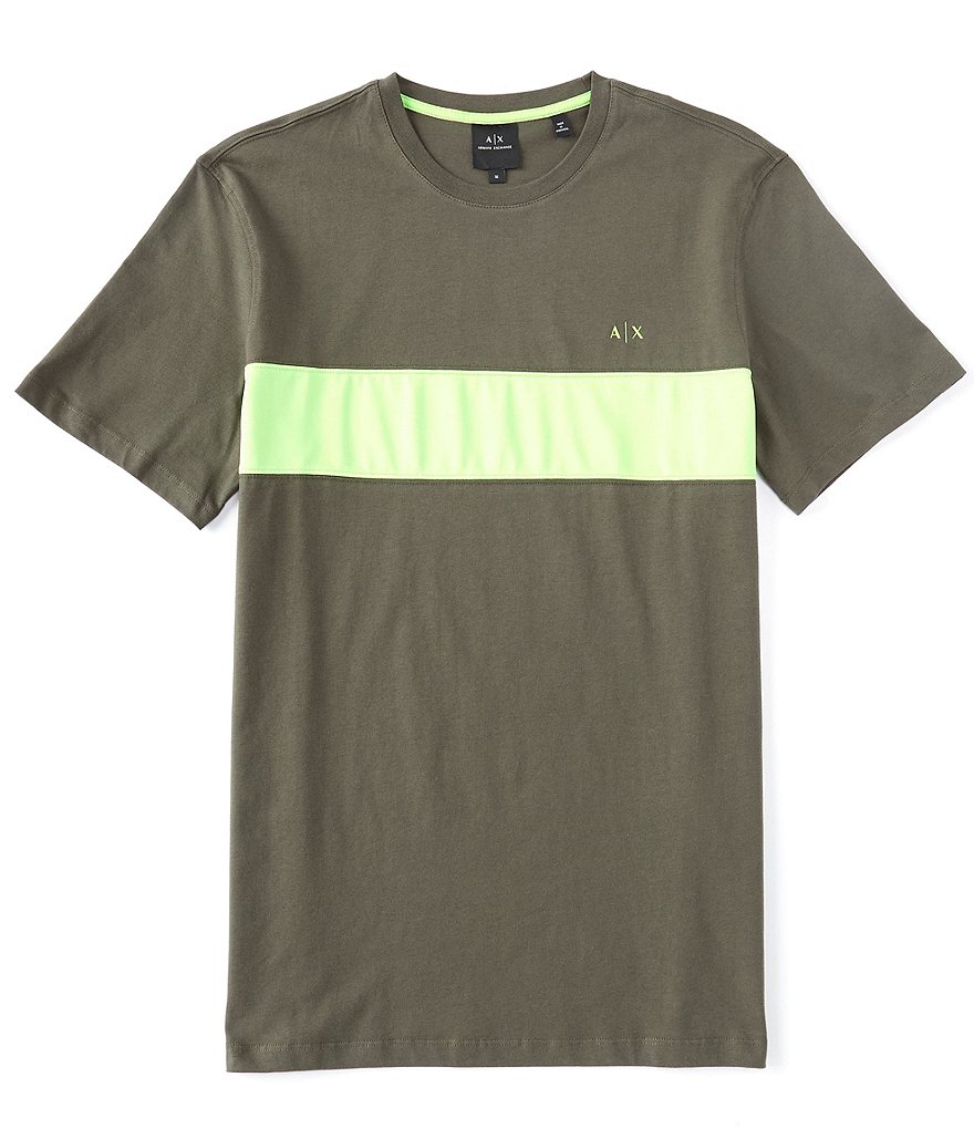 Armani Exchange Neon Chest Stripe Short-Sleeve Tee