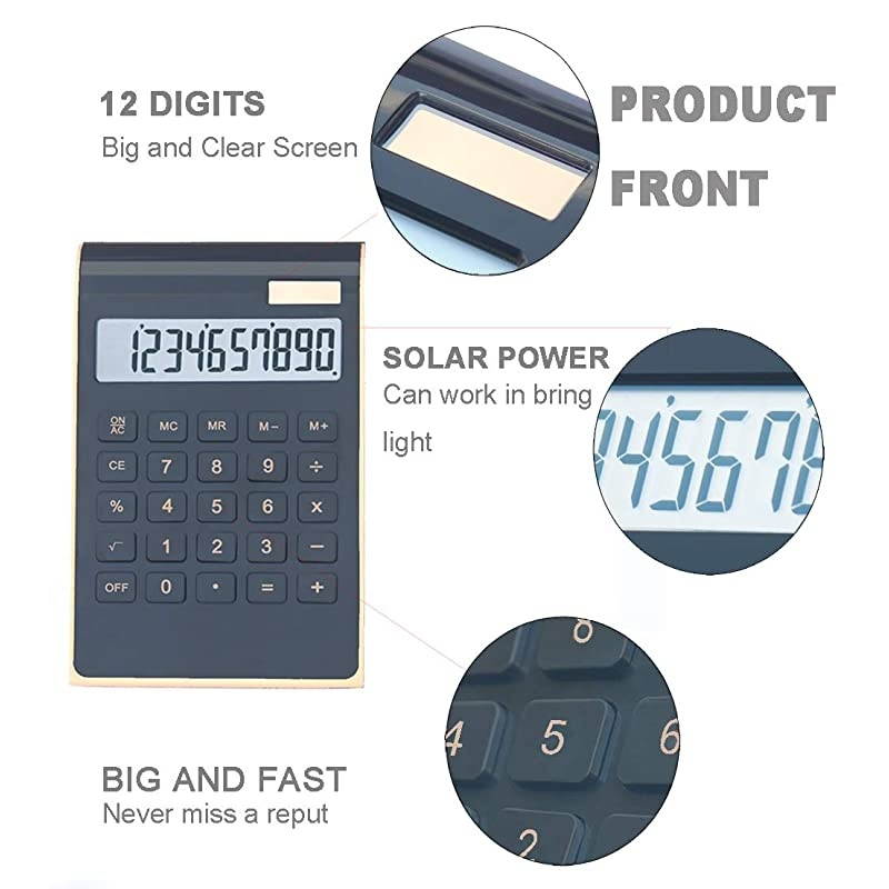 Desktop Calculator,  10-Digit Dual Power Handheld Desktop Calculator with Large LCD Display Big Sensitive Button (New Black & White, Pack of 2)