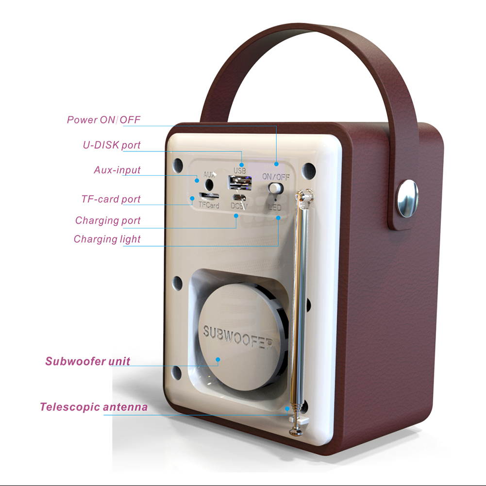 DAB Digital Radio Stereo LCD Display MP3 Bluetooth Hands-free Calling Wood Portable Rechargeable FM Receiver