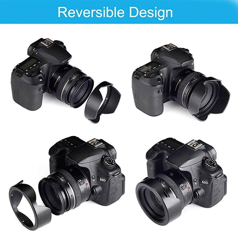Lens Hood Set Compatible with Nikon D3400 D3500 D5500 D5600 D7500 DSLR Camera with AF-P DX 18-f/3.5-5.6G VR Lens, Collapsible Rubber Hood + Reversible Tulip Flower Hood + Lens Cap