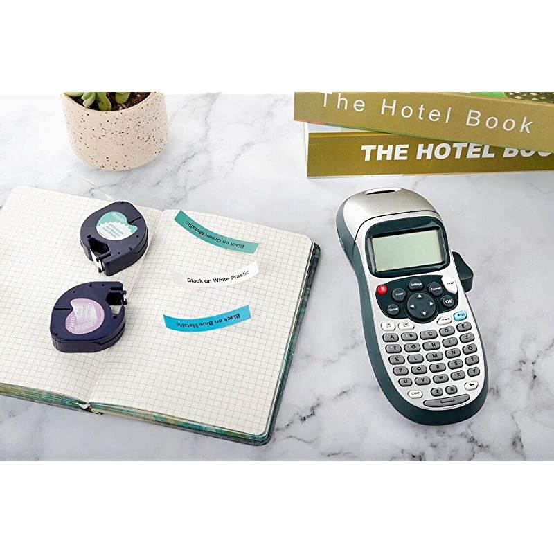 Replacement for DYMO LetraTag Refills 91330 91331 16952 91338B 91339 Black on White Clear Metallic Blue Green Tape for Letra Tag Label Maker LT-100H LT-100T QX50, 12mm x 4m 1/2'' x 13', 5-Pack