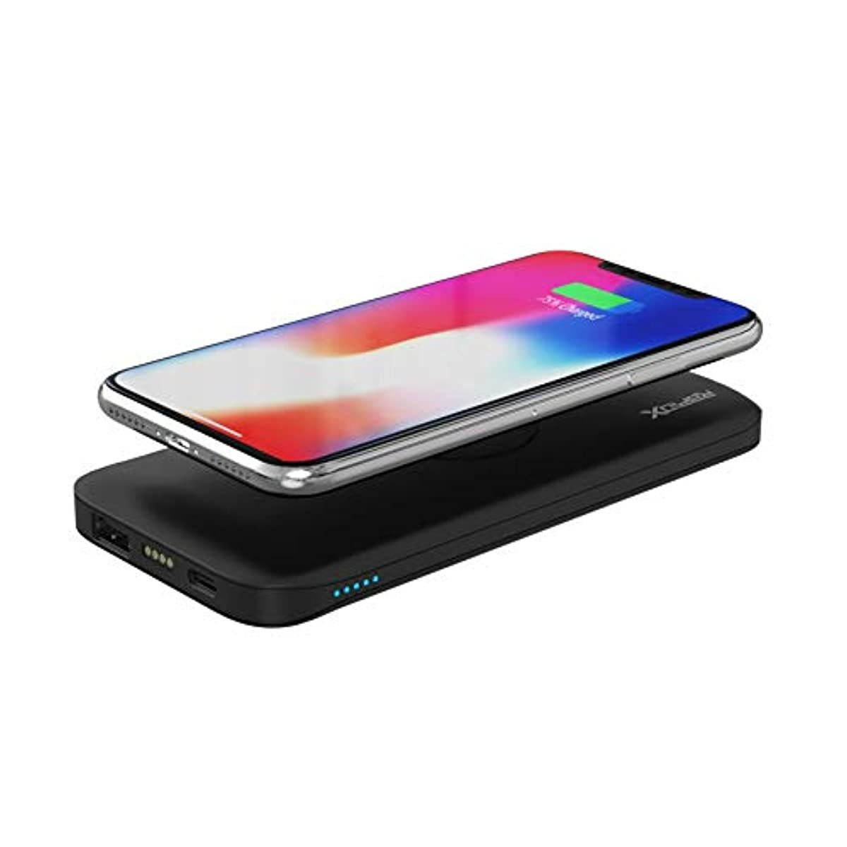 RapidX Myport 10000 mAh Power Bank, 10W Wireless Charging (Qi-Certified) & Charging Stand, 1 USB-C Input/Output (18W), 1 USB Output for iPhone and Android - Black (RX-MYPORTBLK)