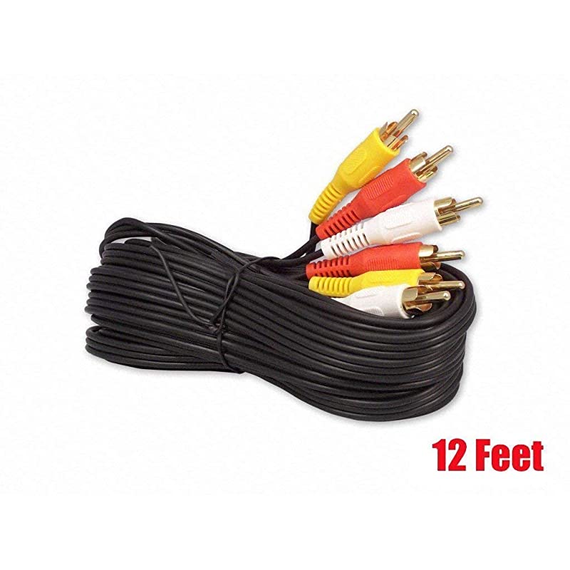 RCA MMx3 AudioVideo Cable Gold Plated Audio Video RCA Cable 3RCA 12 Feet