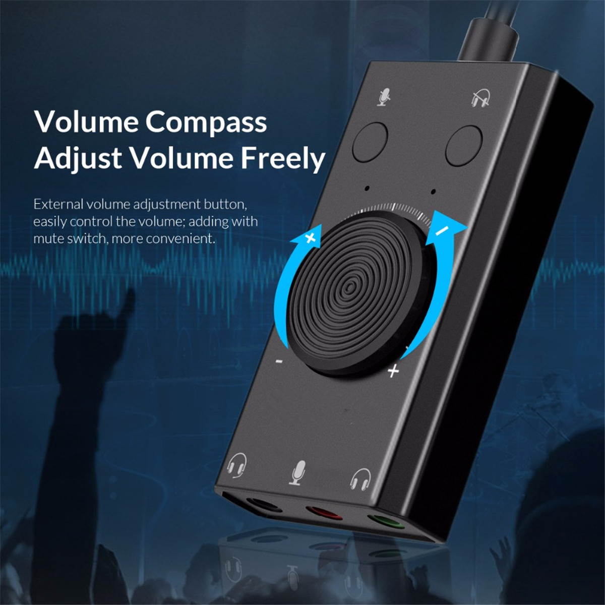 USB Sound Card, USB External Stereo Sound Adapter Splitter Converter with Volume Control for Windows and Mac, Plug & Play, No Drivers Needed