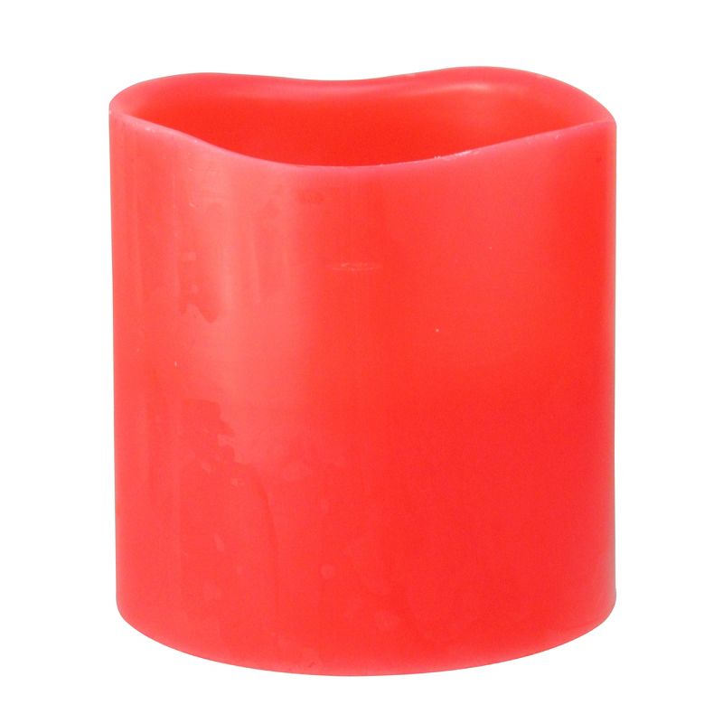 Northlight 6" Prelit LED Battery Operated Flameless 3-Wick Flickering Pillar Candle - Red