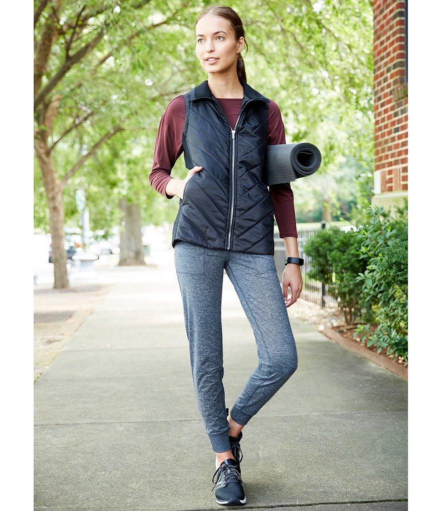 Kinesis High Rise Charcoal Heather Soft Suede Jersey Slim Joggers