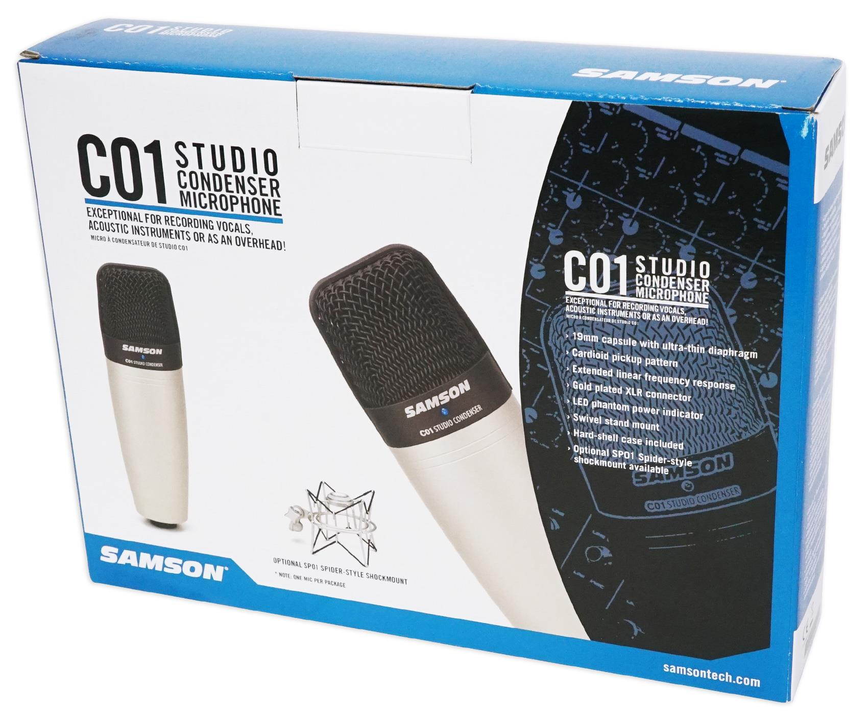 Samson C01 Studio Condenser Recording Microphone Mic+Stands+Headphones+Shield