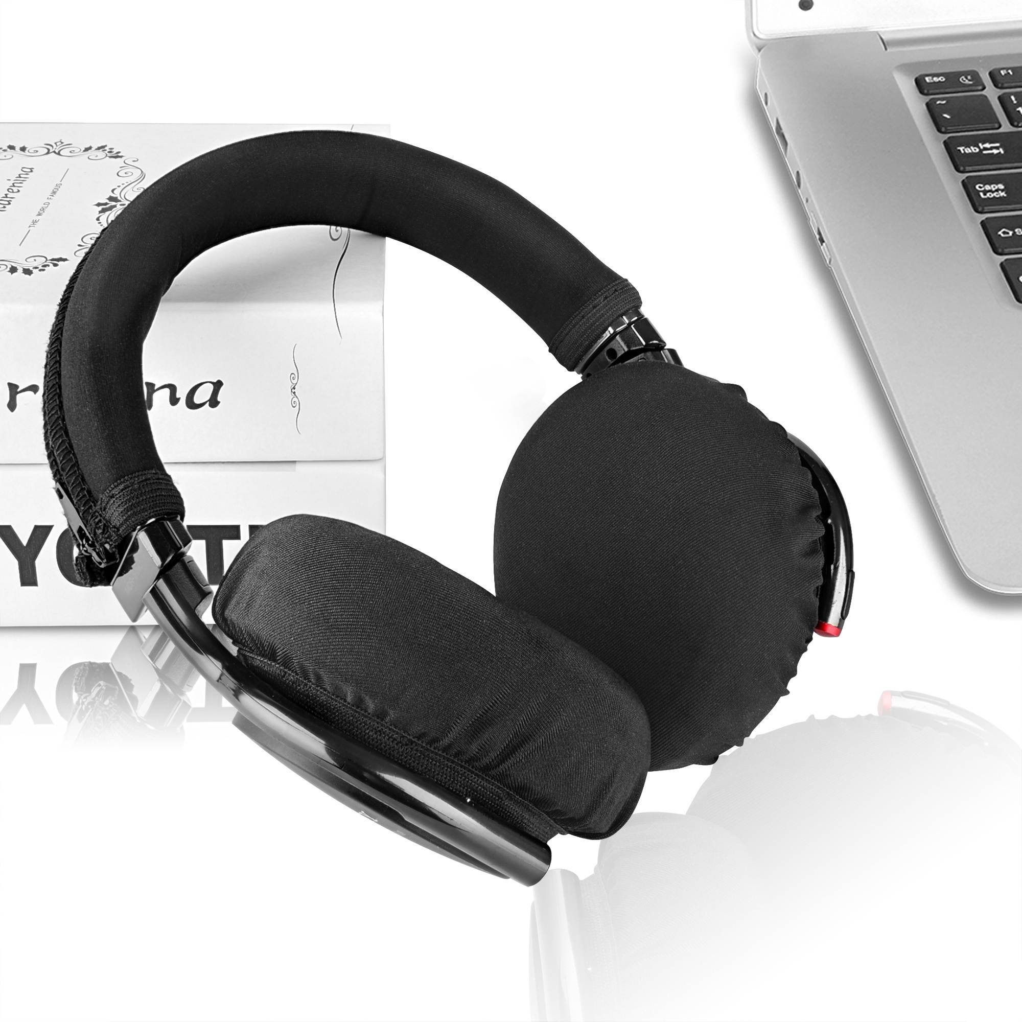 Stretchable Fabric Headphone Covers / Washable Sanitary Earcup Earpad Covers Fits 3.14" - 5.11" (8cm - 13cm) Headset 4 pcs (2 Pairs) Black