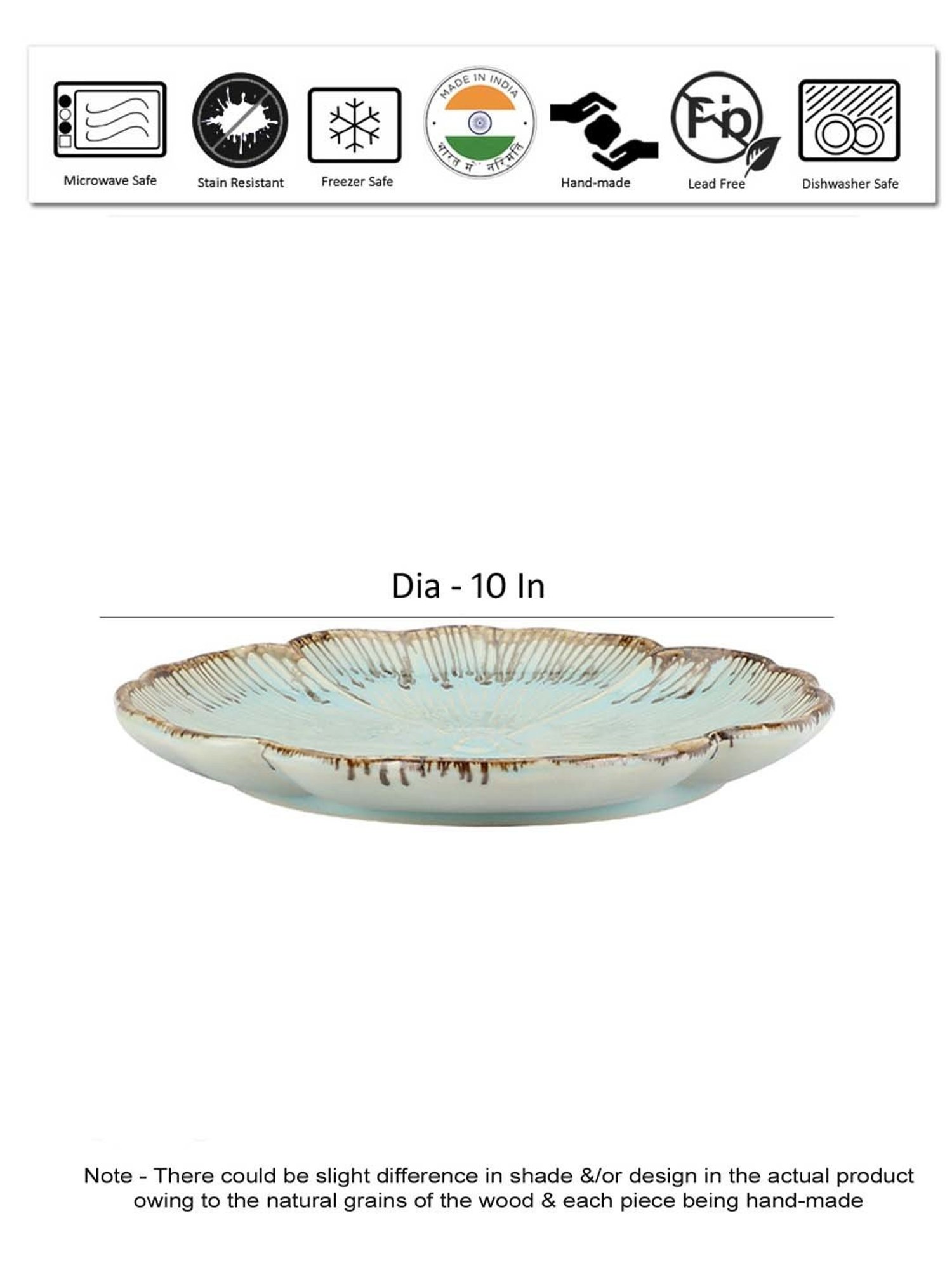 VarEesha Tranquil Sage Green Ceramic Daisy Serving Platter