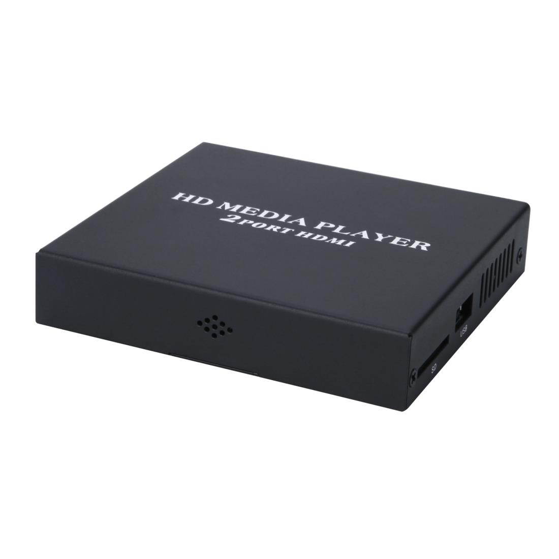 2 Ports HDMI HD Player 1080P Boot Automatic Circulation Advertising Demonstration Machine Distributor Code Flow Meter, UK Plug
