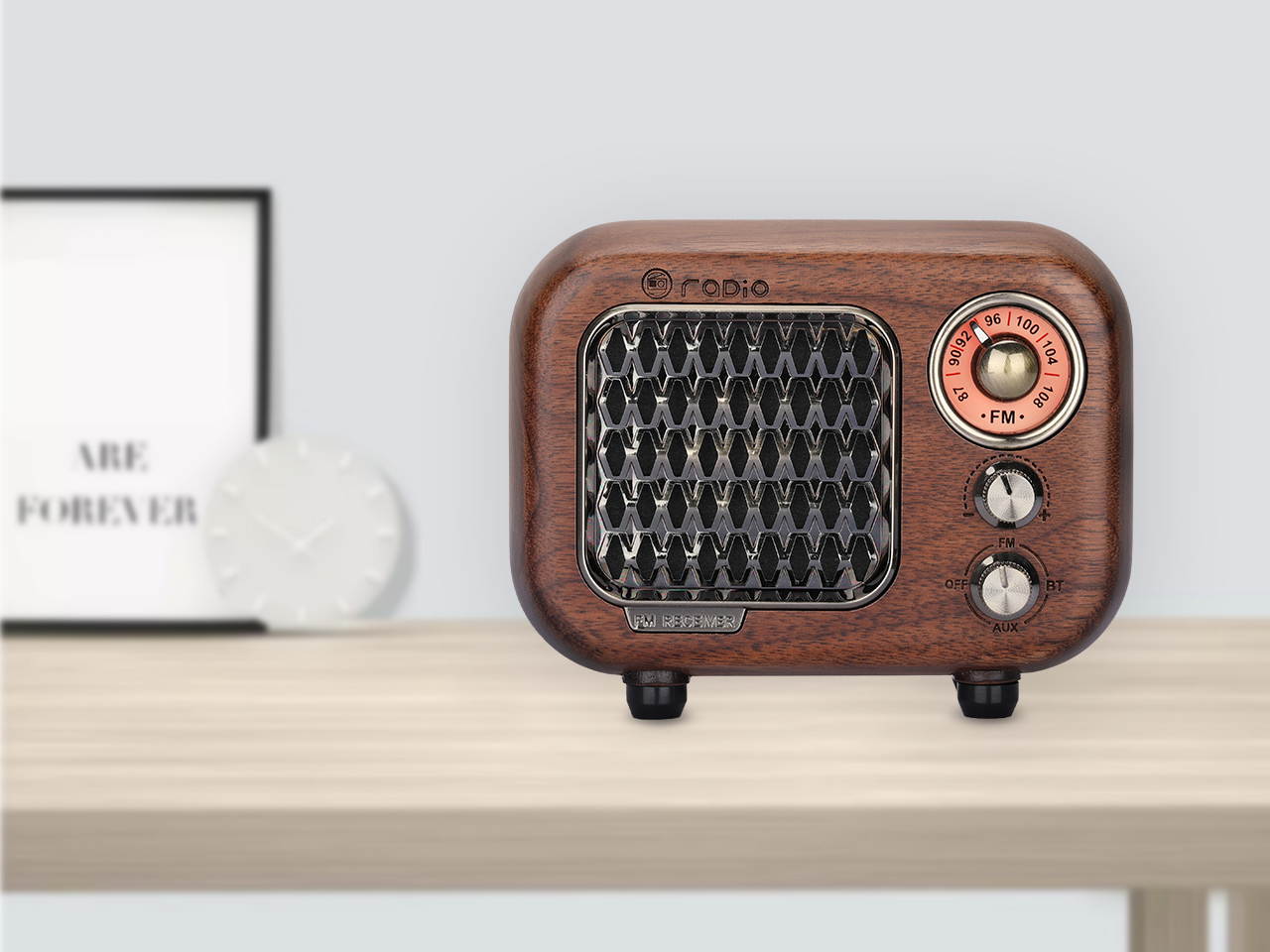 Vintage Radio Retro Bluetooth Speaker- Greadio Walnut Wooden FM Radio with Old Fashioned Classic Style, Strong Bass Enhancement, Loud Volume, Bluetooth 4.2 Wireless Connection, TF Card & MP3 Player
