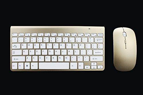 Wireless Keyboard And Mouse Combo Set 2.4G For Mac Apple Pc Full Size Slim USA (Gold)