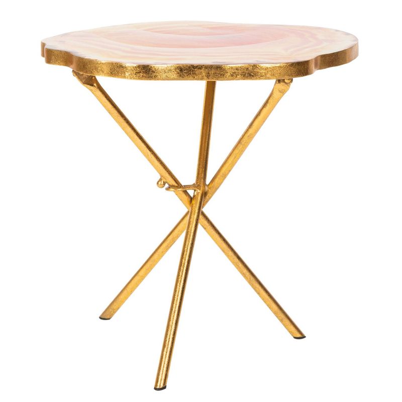 Giselle Faux Agate Side Table Multi Orange/Gold - Safavieh
