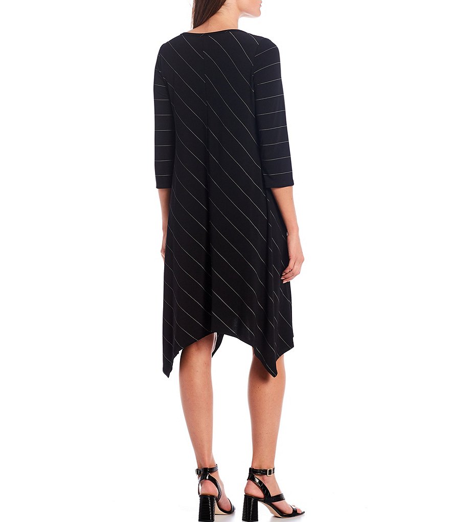 IC Collection Handkerchief Hem Scoop Neck A-Line Stripe Dress