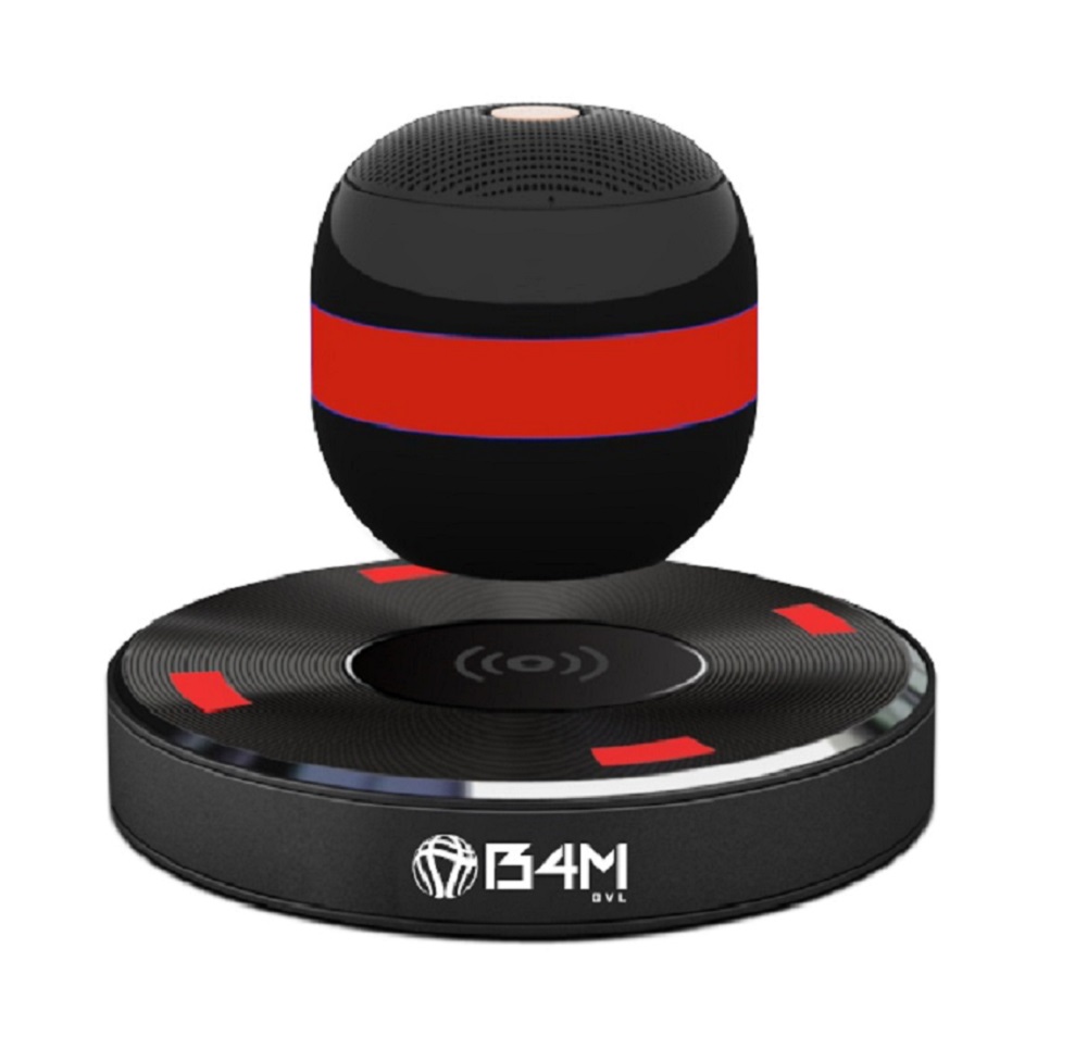 B4M OVL-Dark Black Levitating Bluetooth Speaker &ndash; Portable Floating & Rotating Wireless Speaker with Bluetooth 4.1 &ndash; Wireless Charging Speaker for IPhone Ipad Samsung HTC Pixel PC Tablet
