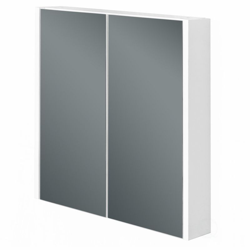 Basicwise 2 Shelves White Wall Mounted Bathroom/ Powder Room Mirrored Door Vanity Cabinet Medicine Chest