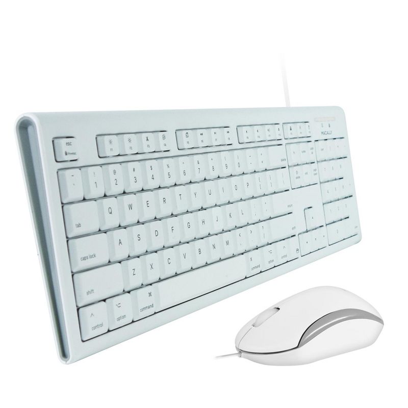 Macally 104 Key USB Wired Keyboard + Rubber Domed Keycaps + Mouse Combo