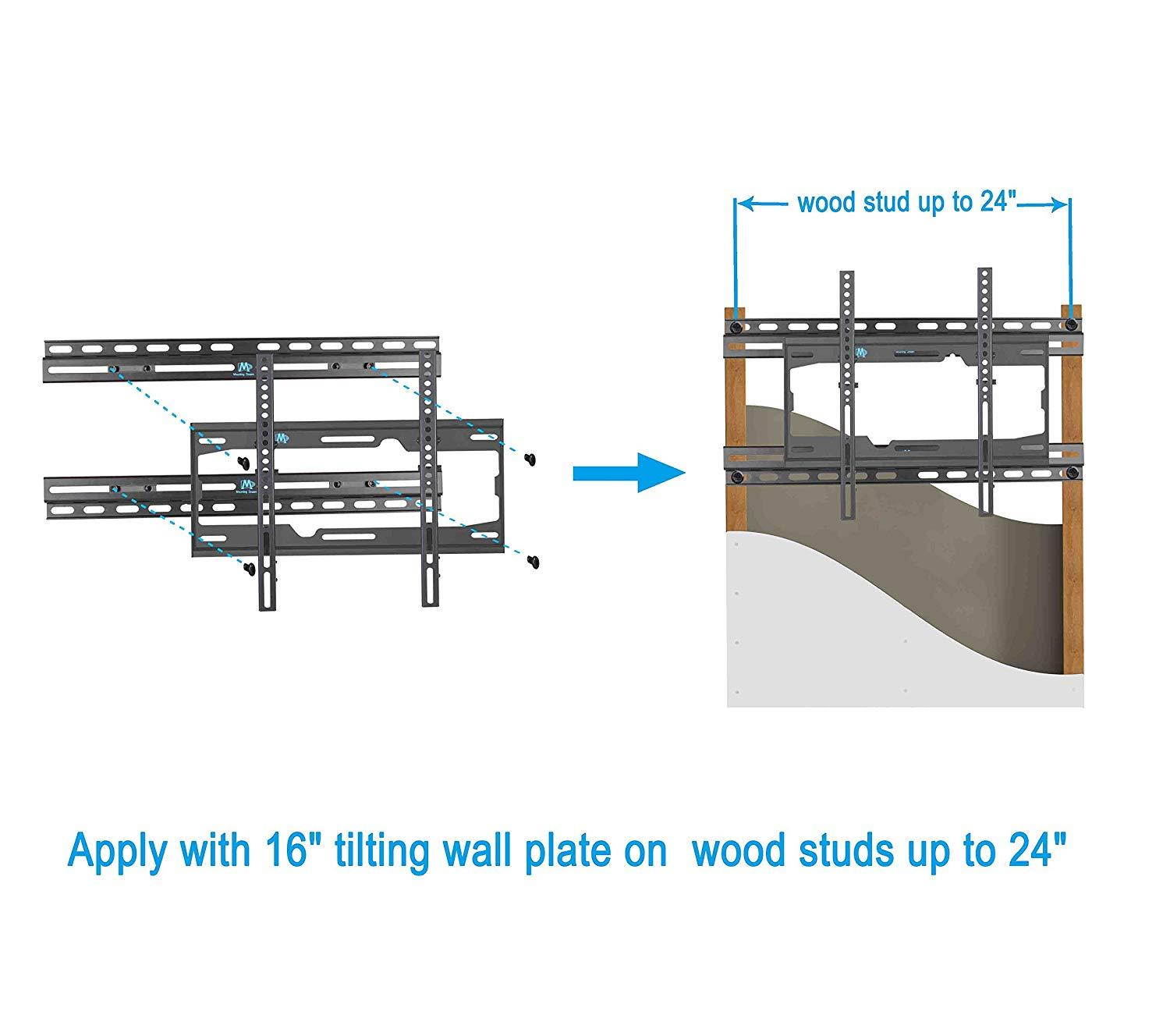 Mounting Dream MD5232 TV Wall Mount Extension Bracket for 16  or Less TV Wall Plate, Fitting 16  - 24  Wood Stud and Easy Centering TV in Position, Max Loading Capacity of 154 LBS