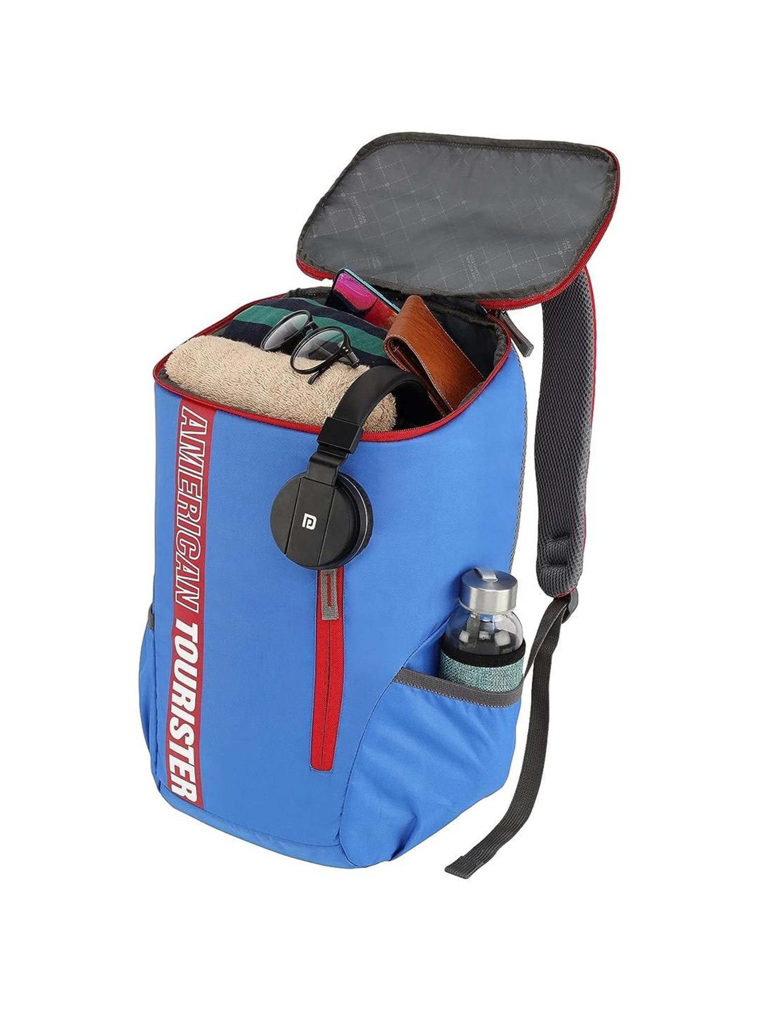 American Tourister Pix Blue & Red Medium Backpack