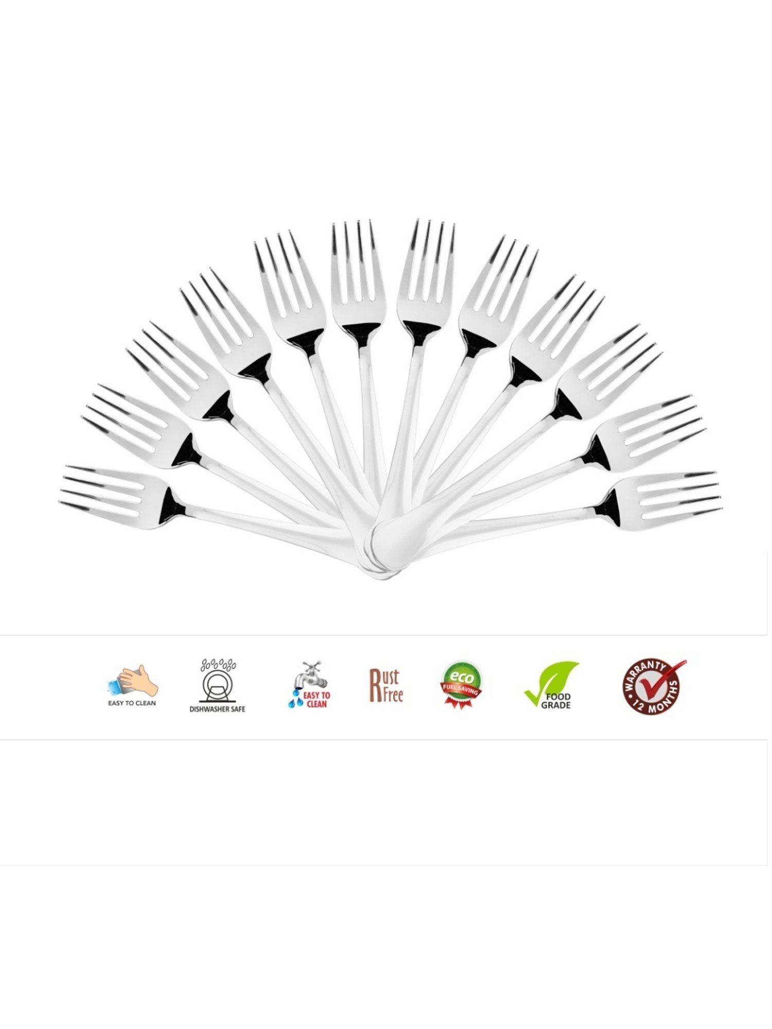 Sumeet Stainless Steel Premium Quality Baby / Medium Forks set of 12 Pc � (15.5cm L) (1.6mm Thick)