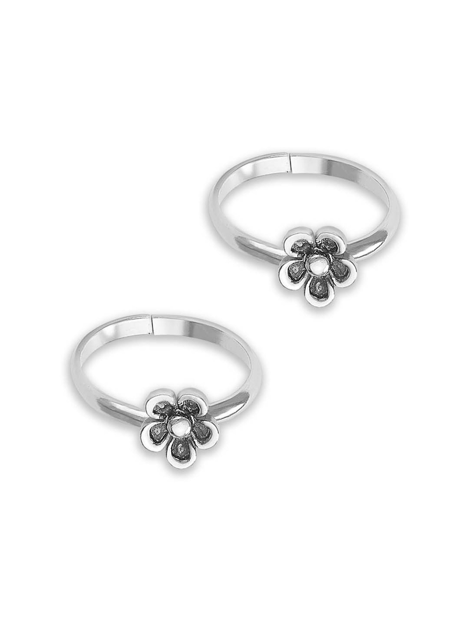 Taraash Floral 92.5 Sterling Silver Toe Rings