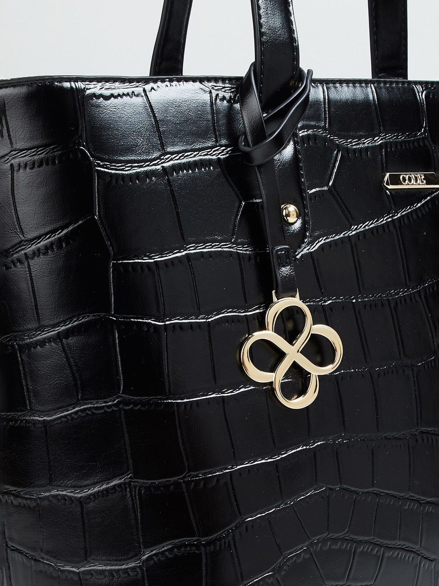 Code by Lifestyle Black Textured Tote Bag