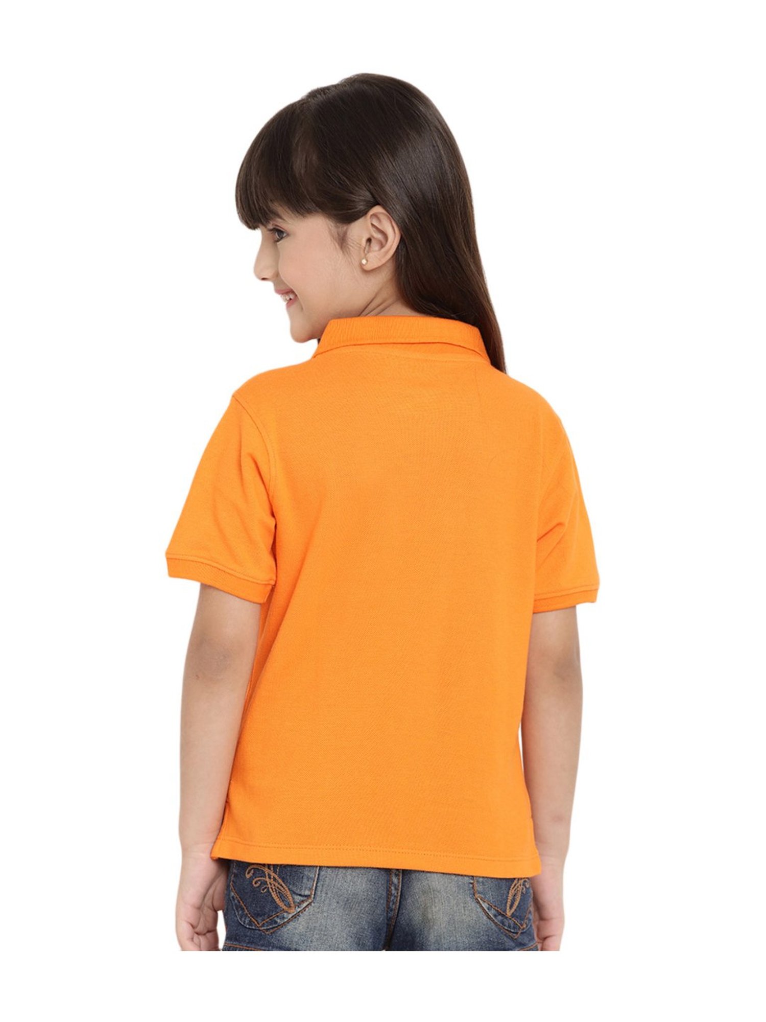 Berrytree Organic Kids Orange Cotton Sister Bear Polo T-Shirt