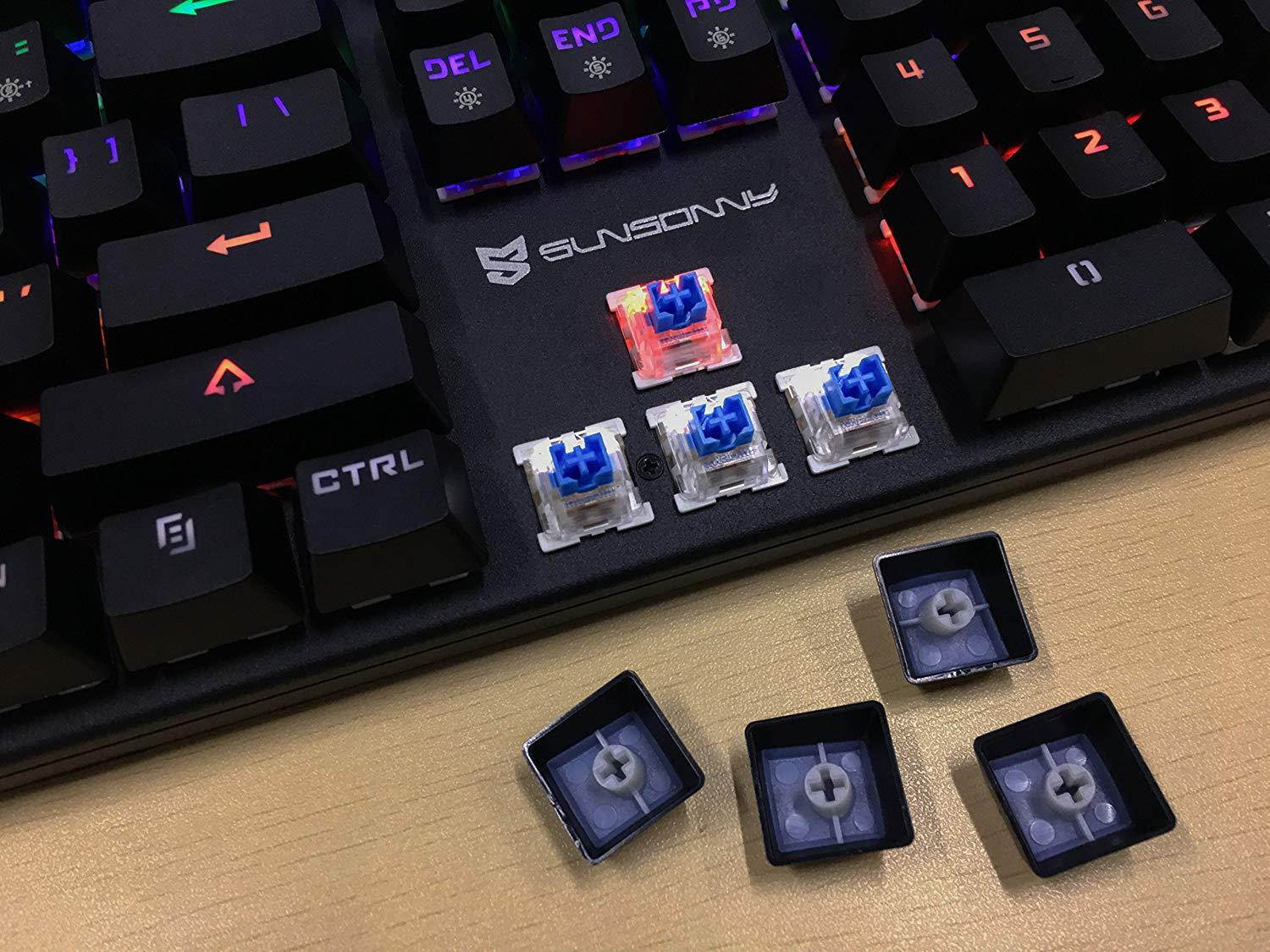 Weekly 56% Off Merdia Mechanical Keyboard Gaming Keyboard with Blue Switch Wired 6 Colors Led Backlit Keyboard Full Size 104 Keys US Layout