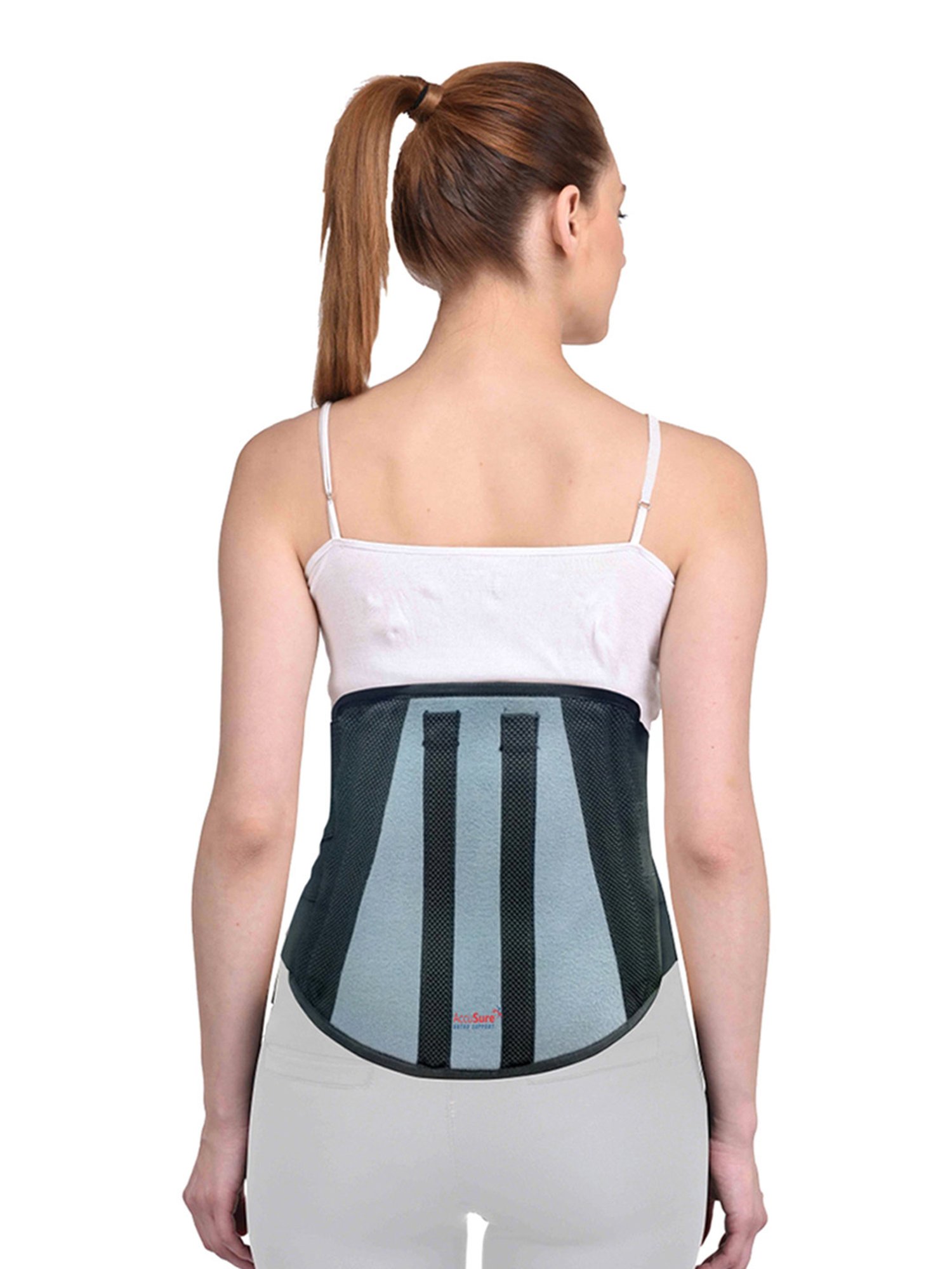 Accusure Lumbo Sacral Support Lower Back Brace Breathable Support Belt - Size S (Black)