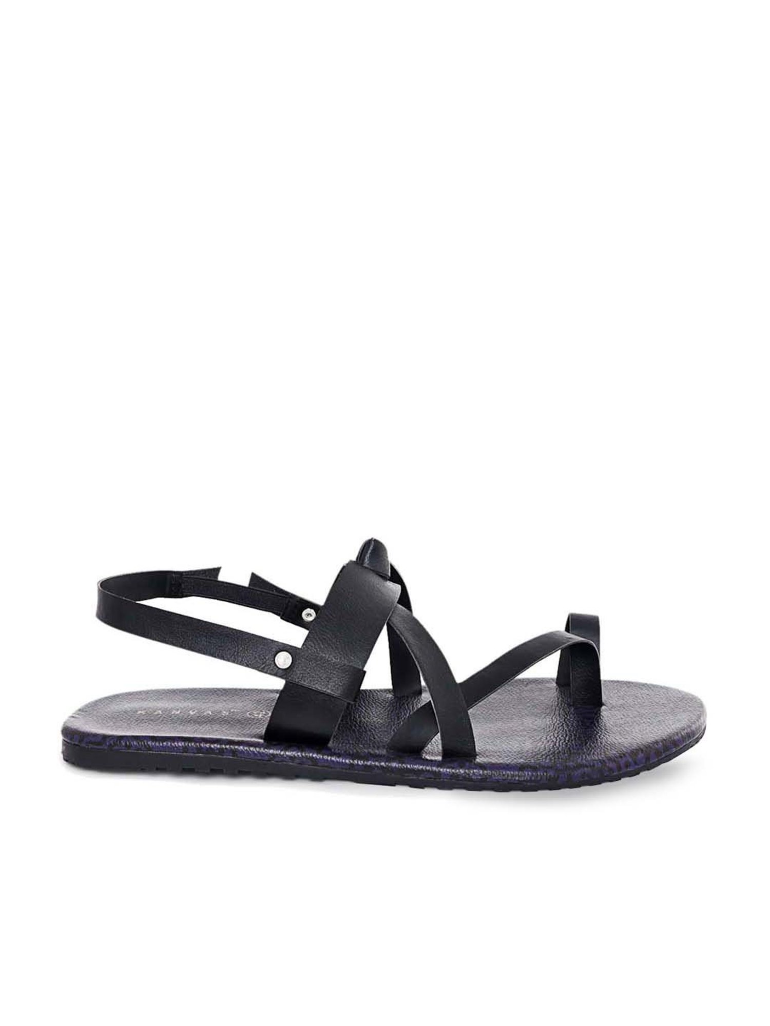 KANVAS Men's The Mystic Of The Mughals Black Toe Ring Sandals