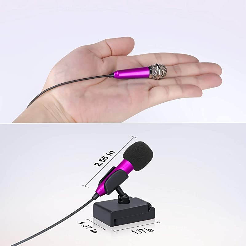 Mini Portable Vocal/Instrument Microphone For Mobile phone laptop Notebook Apple iPhone Sumsung Android With Holder Clip - Rose Red
