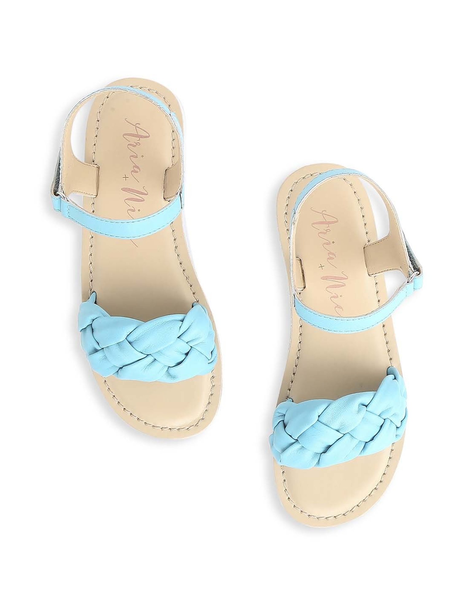Aria Nica Kids ALICE Turquoise Blue & Beige Ankle Strap Sandals