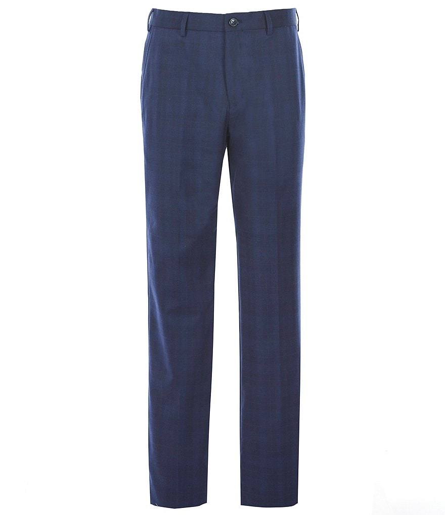 Hart Schaffner Marx Plaid Flat-Front Trouser Pants