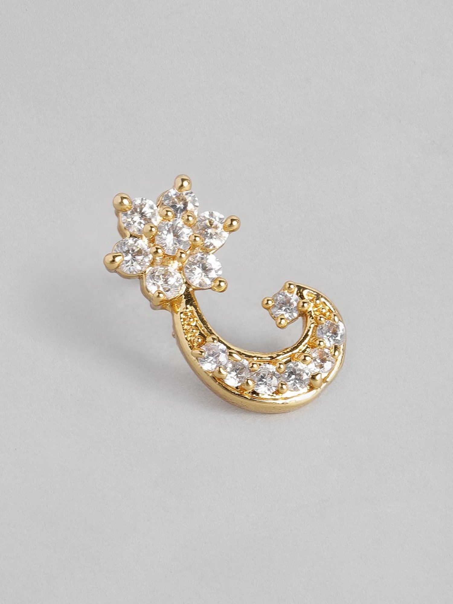 Estele Gold-Plated White CZ Nakshatra Swirl Necklace & Earring Set for Women