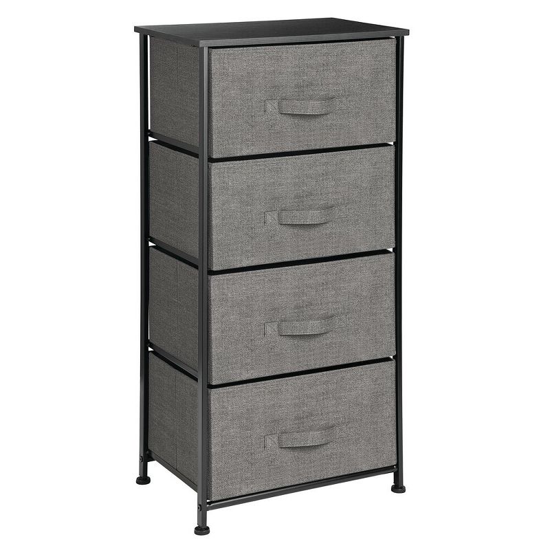 mDesign Vertical Dresser Storage Tower with 4 Drawers - Charcoal Gray/Black