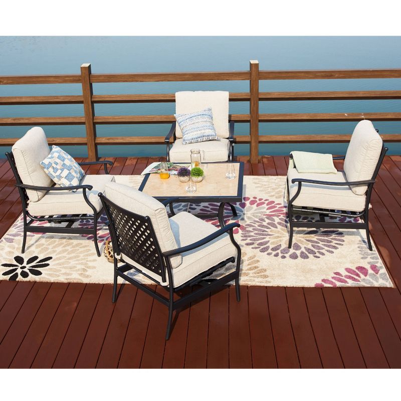 5pc Steel Patio Dining Sets Cream - Lokatse