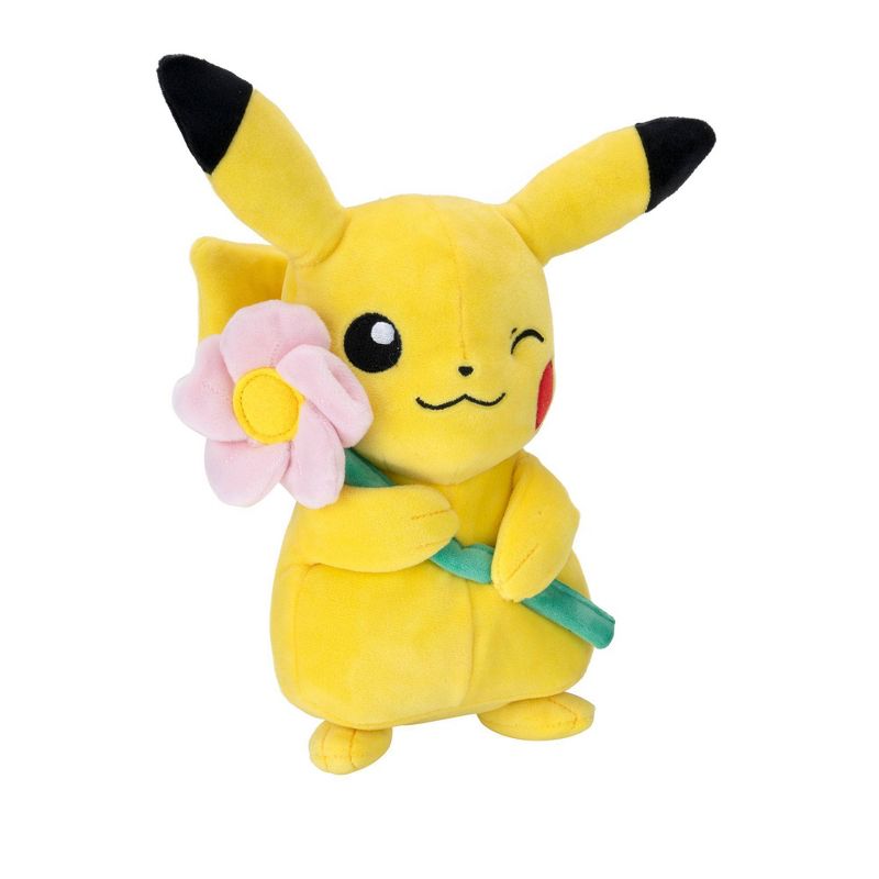 Pokemon Spring Plush Pikachu Pink Flower 8"