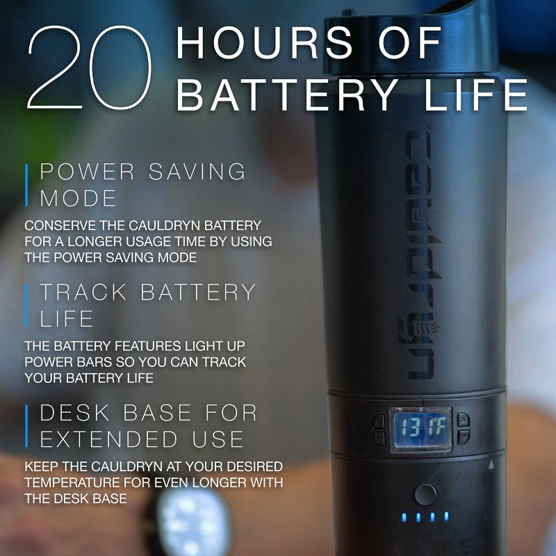 Cauldryn Fyre Mobile 2.0 Smart Mug with 20 Hour Battery, Heated Travel Mug with Bluetooth App Control, 16 Ounce