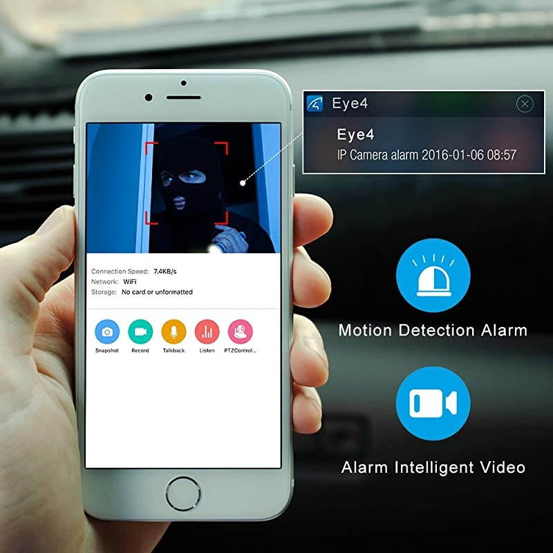 1080P WiFi IP Camera, Pan/Tilt/Zoom HD Wireless Indoor Camera with Night Vision, 2.4GHz Remote Monitor for Baby/Pet/Home Security (White)