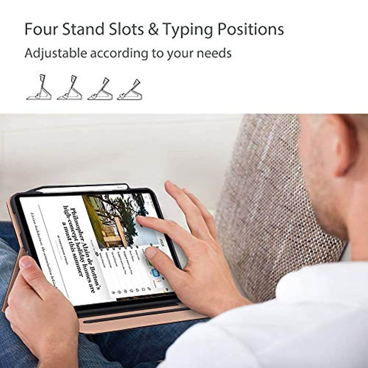 ProCase Black iPad Pro 12.9 Leather Case 4th Gen 2020 / 3rd Gen 2018 Bundle with Black Foldable Cell Phone Stand Tablet Stand