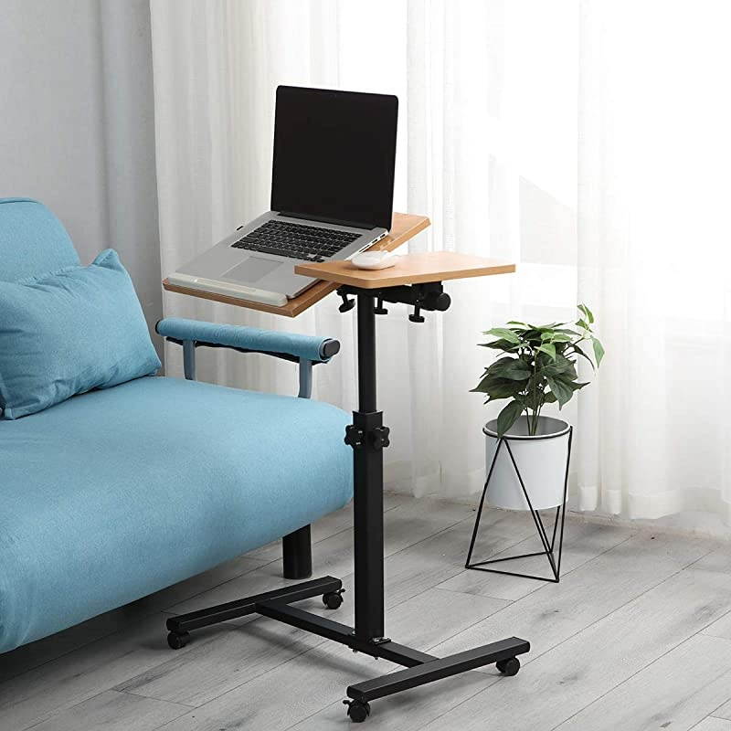 Laptop Table Lap Desk for Laptop Cart Tilting Overbed Bedside Table Overbed Desk Overbed Table with Wheels Adjustable Laptop Stand Sofa Side Table