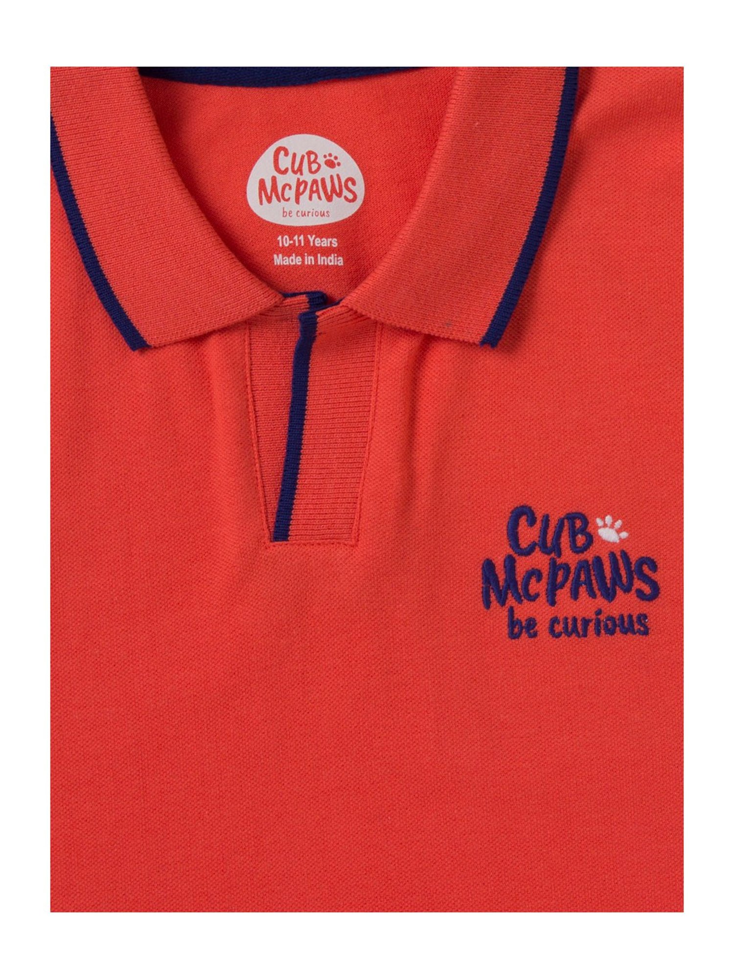 Cub McPaws Boys Coral Solid Polo
