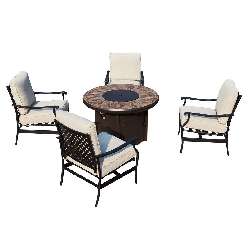 5pc Patio Steel Patio Seating Sets Cream - Lokatse