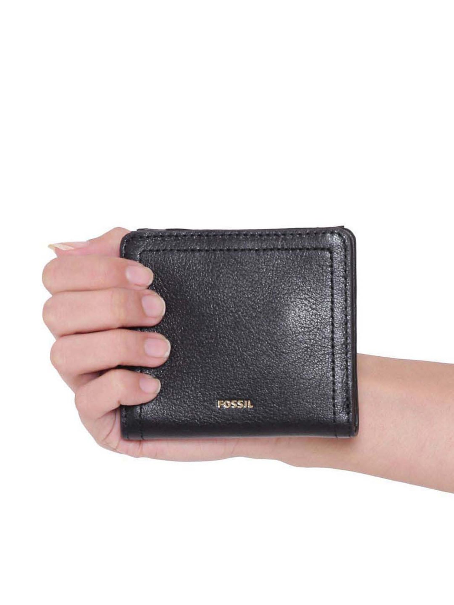 Fossil Logan Black Solid Bi-Fold Wallet for Women