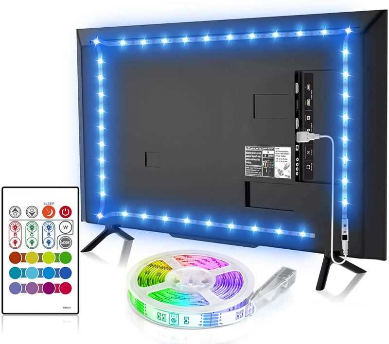 Bason TV LED Backlight 14.76ft USB Led Lights Strip for 60-70 TV/Monitor Backlight LED TV Lights with Remote 4096 DIY Colors TV Bias Lighting for HDTV PCUpdated.