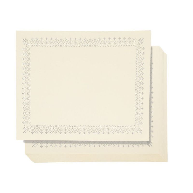 Best Paper Greetings 48-Pack Blank Certificate Award Paper, Gold with Silver Foil Border, A4 Letter Size 8.5 x 11 in