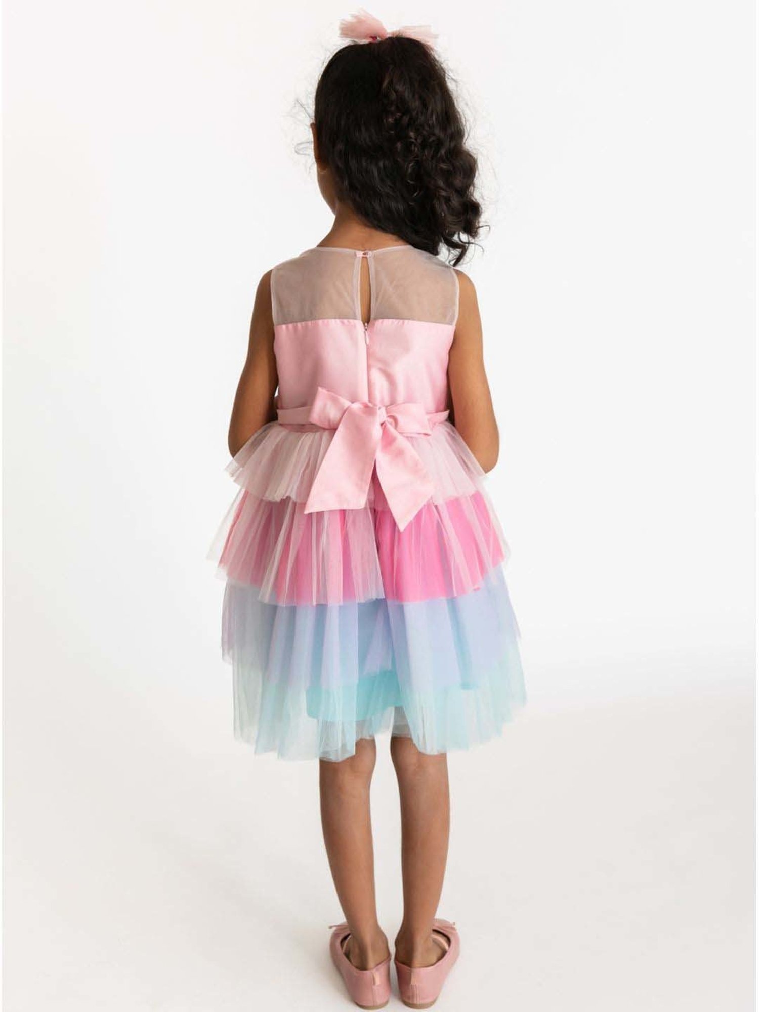 A Little Fable Pink & Blue Applique Dress