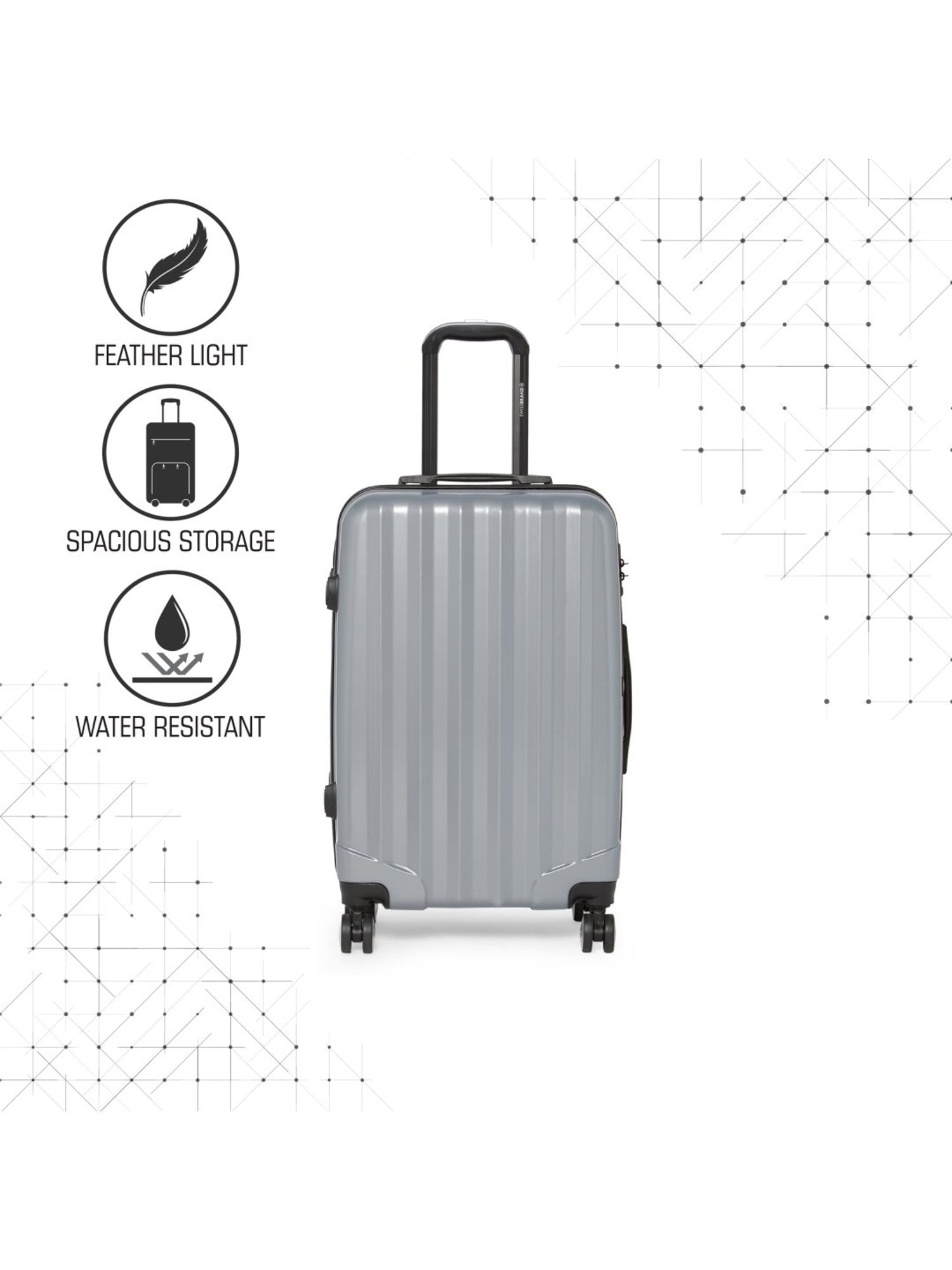 Swiss Brand Baden Silver 8 Wheel Medium Hard Cabin Trolley - 42 Inch